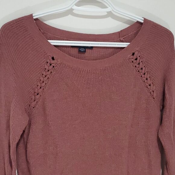 AMERICAN Eagle purple small long sleeve crew neck light sweater - Picture 2 of 6